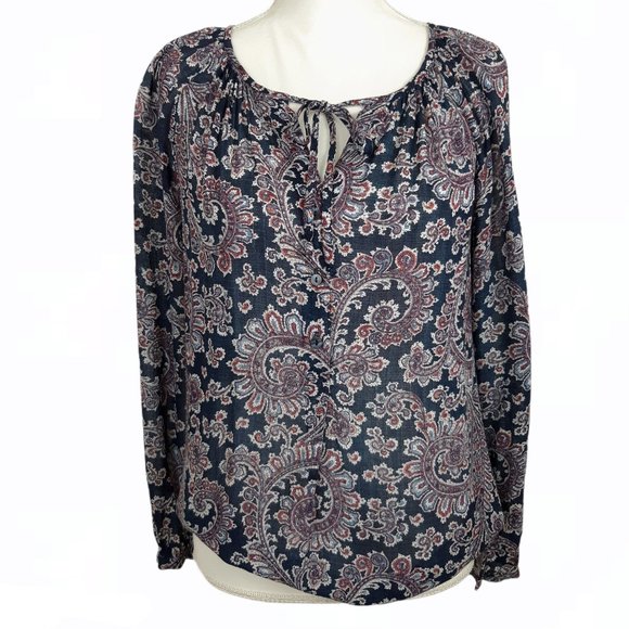 Lucky Brand Tops - Lucky Brand Blue Paisley Blouse Size Small